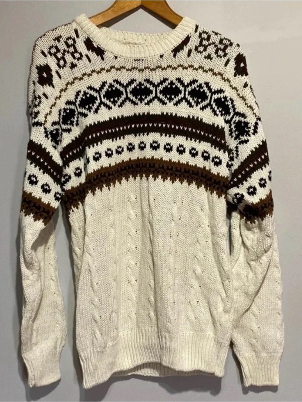 Midwest Traders Men’s Cream Crewneck Knit Sweater Size Medium